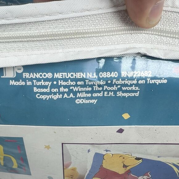 Winnie the Pooh & Piglet Flannel TWIN Size Fitted Flat Sheet Set Bedding 1990s - Picture 3 of 6